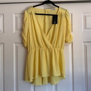 Fashion Nova Yellow V-neck Top
